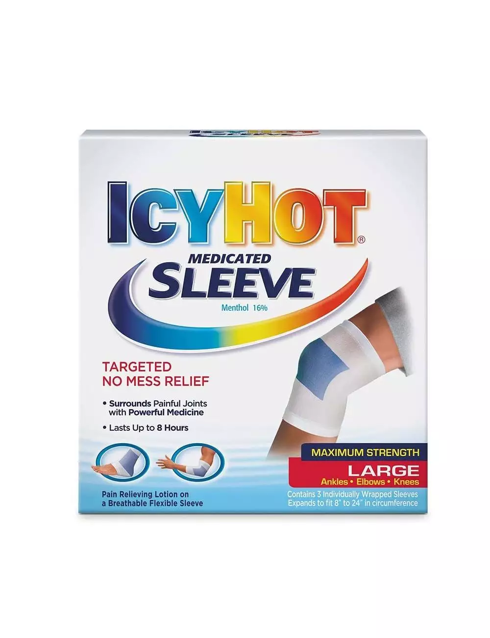 Icy Hot Sleeve Caja Con 3 Piezas Manga Medicada Multiuso