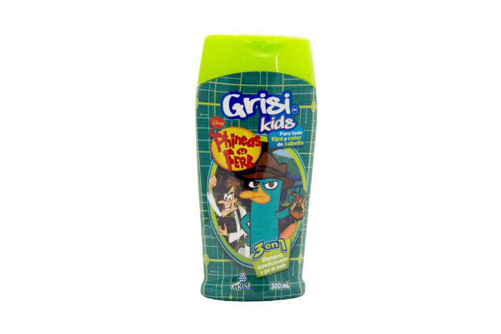 Grisi Kids Shampoo 3 En 1 Phineas Y Ferb Niño Perry Botella Con 300mL