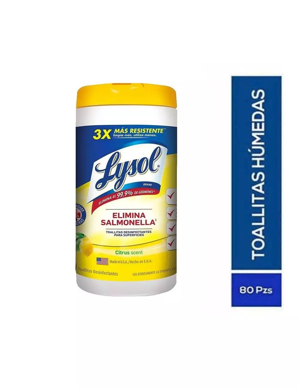 Lysol Toallitas Desinfectantes Citrus Bote Con 80 Piezas