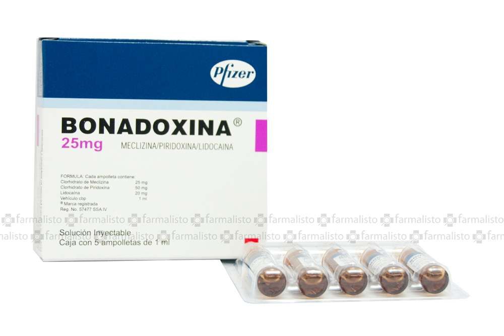 Bonadoxina 25mg Caja Con 5 Ampolletas De 1mL