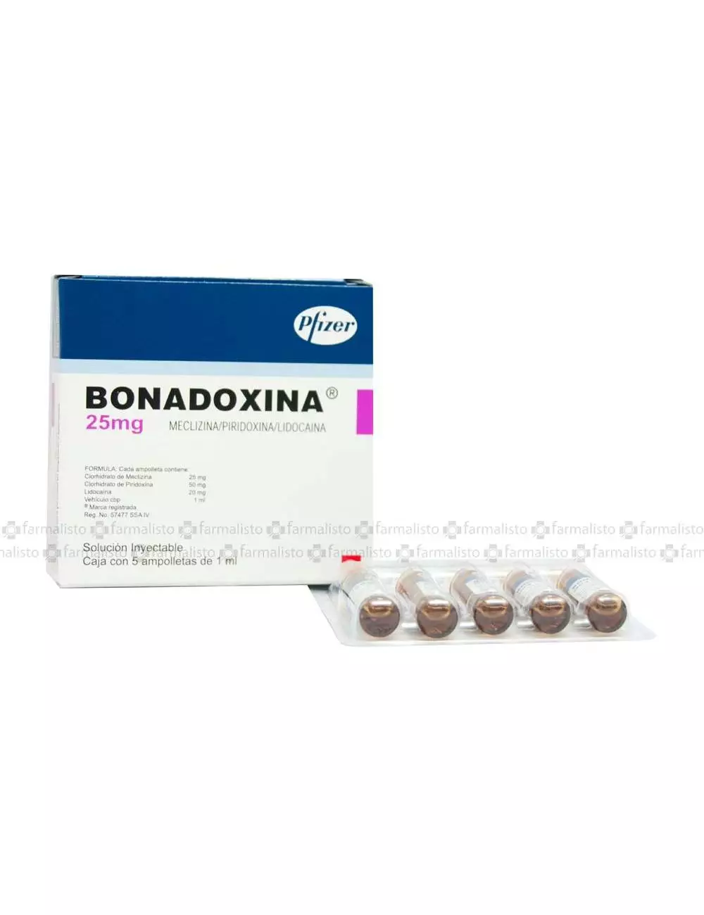 Bonadoxina 25mg Caja Con 5 Ampolletas De 1mL