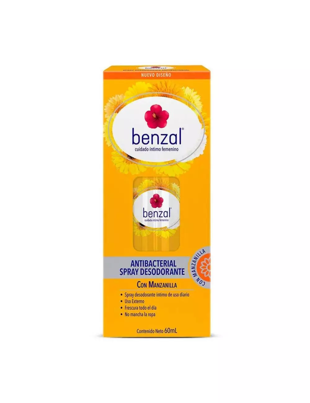 Benzal Manzanilla Desodorante Frasco Spray Con 60 mL