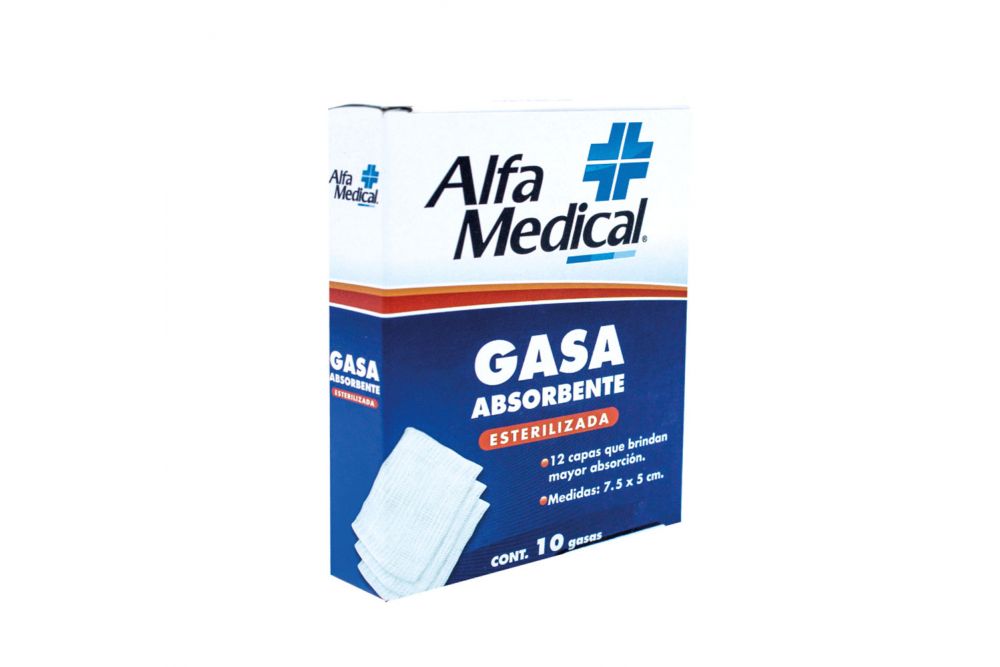 ALFA MEDICAL 7.5 X 5 CM CAJA CON 10 GASAS