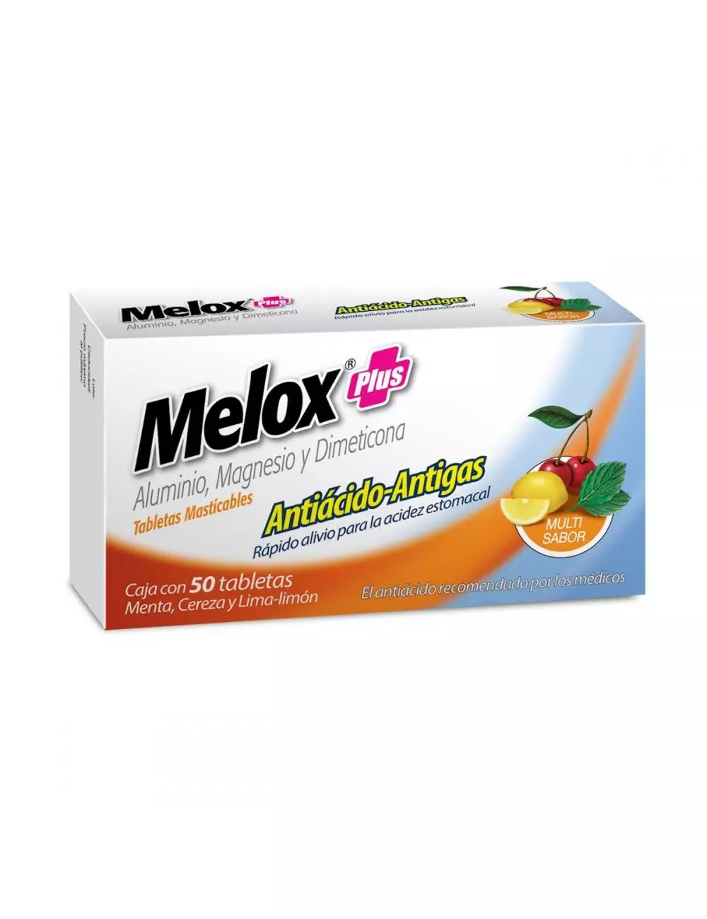 Melox Plus 200 mg/ 200 mg/ 25 mg Caja Con 50 Tabletas Masticables