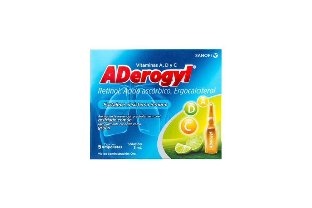 Farmacias del Ahorro  Aderogyl vitaminas A, C y D, 5 ampolletas 3