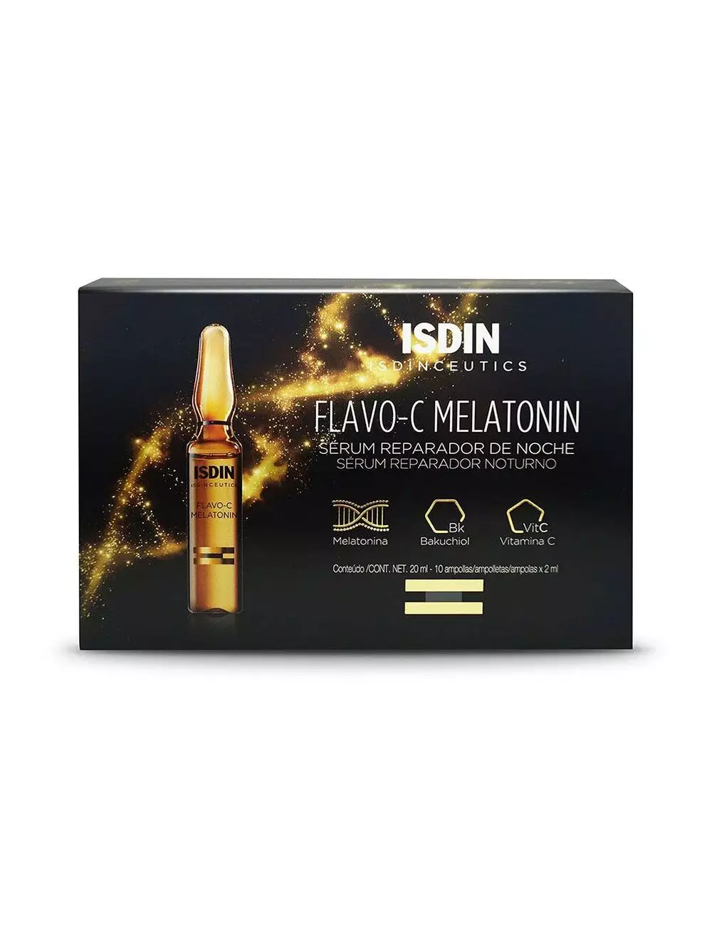 Isdinceutics Flavo-C Serum Raparador De Noche Caja Con 10 Ampolletas De 2 mL