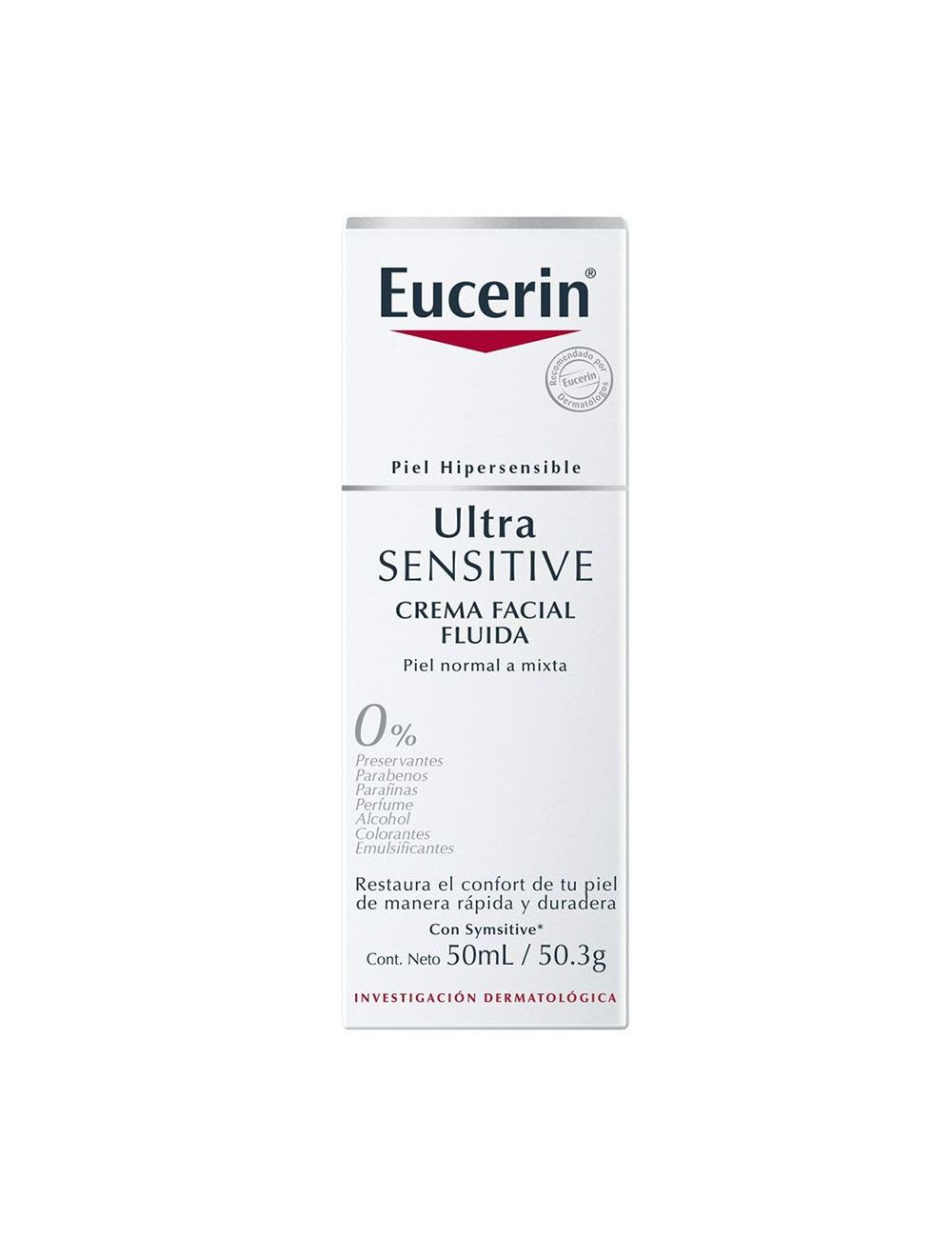 Crema Eucerin Ultra Sensitive Caja Con Frasco de 50 mL