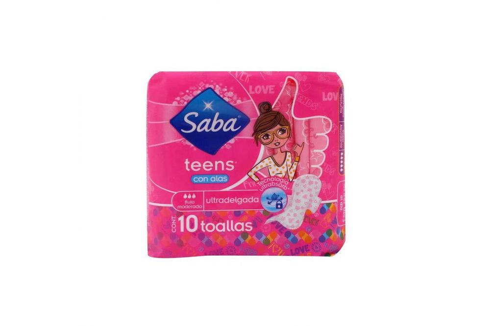 Saba Teens Con Alas Empaque Con 10 Toallas