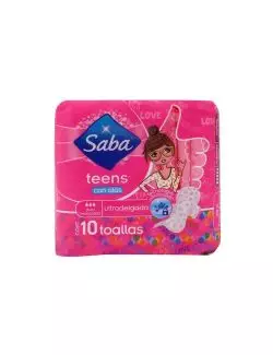 Saba Teens Con Alas Empaque Con 10 Toallas