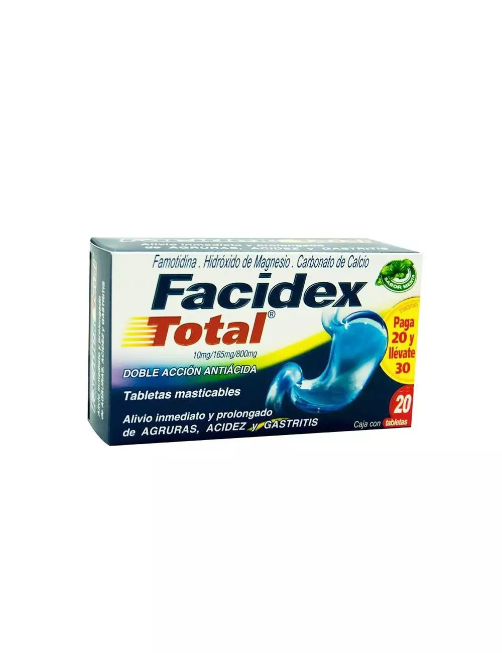 Facidex Total 10 mg / 165 mg / 800 mg Caja Con 20 tabletas