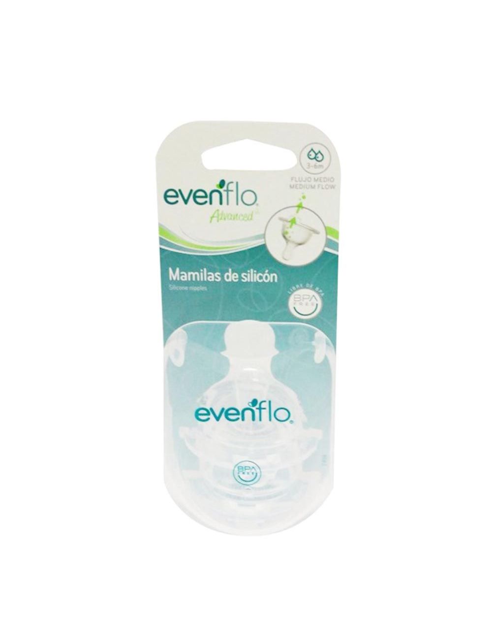 Evenflo Advanced Mamilas De Silicón Empaque Con 2 Piezas Flujo Rápido