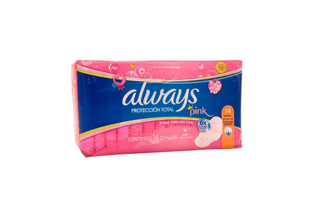 Always Pink Protección Total Paquete Con 14 Toallas Femeninas