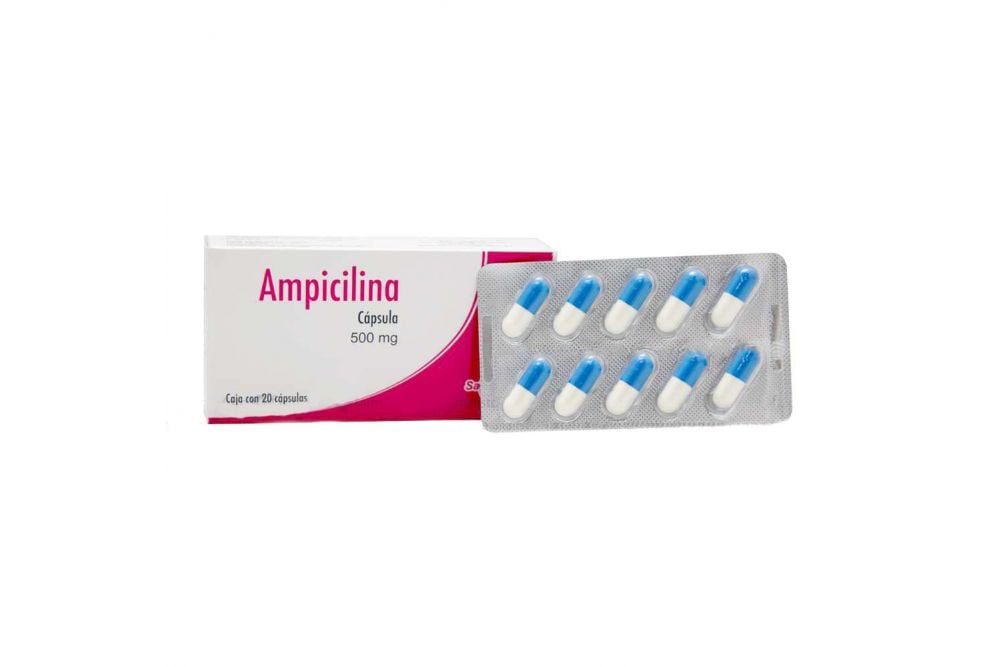 Ampicilina Cápsula 500 mg Caja Con 20 Cápsulas - RX2