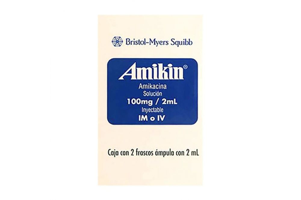 Amikin 100 mg /2 mL Caja Con 2 Frascos Ámpula Con 2mL -RX2