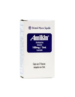 Amikin 100 mg /2 mL Caja Con 2 Frascos Ámpula Con 2mL -RX2