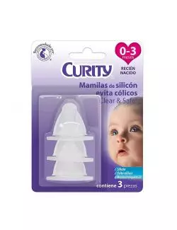 MAMILA CURITY SILICON RECIEN NACIDO  3 PIEZAS