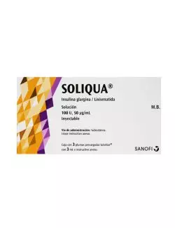 SOLIQUA® 100 U/50 mcg/mL (Insulina Glargina/Lixisenatida) - 3 Plumas Precargadas - RX3