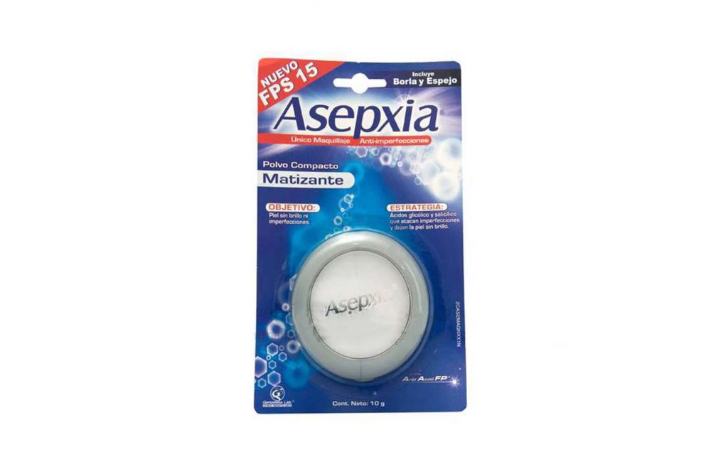 Asepxia Maquillaje Polvo Compacto Matizante Empaque Con Estuche Con 10 g