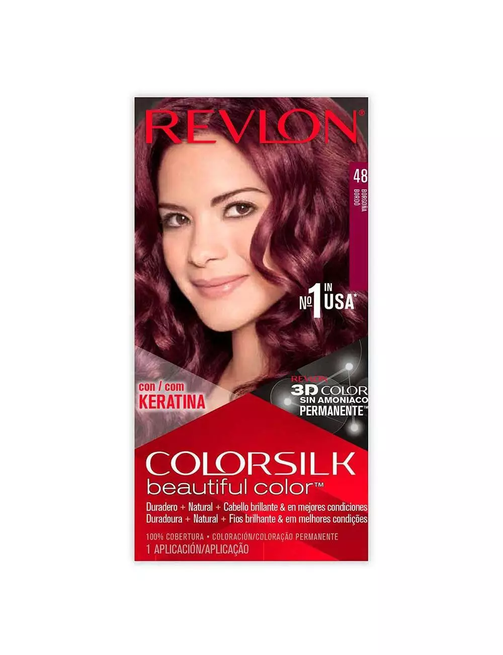 Tinte Revlon Colorsilk Borgoña 48 Caja Con Frasco Con 130 mL