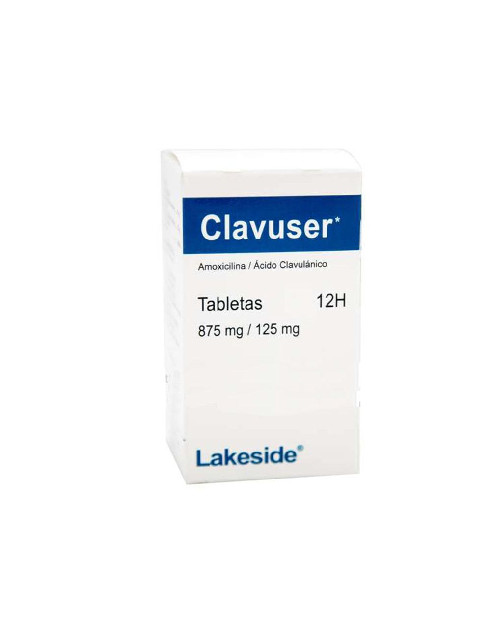 Clavuser 12 H 875mg/125mg Caja Con Frasco Con 10 Tabletas -RX2