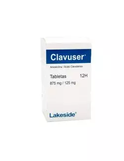 Clavuser 12 H 875mg/125mg Caja Con Frasco Con 10 Tabletas -RX2