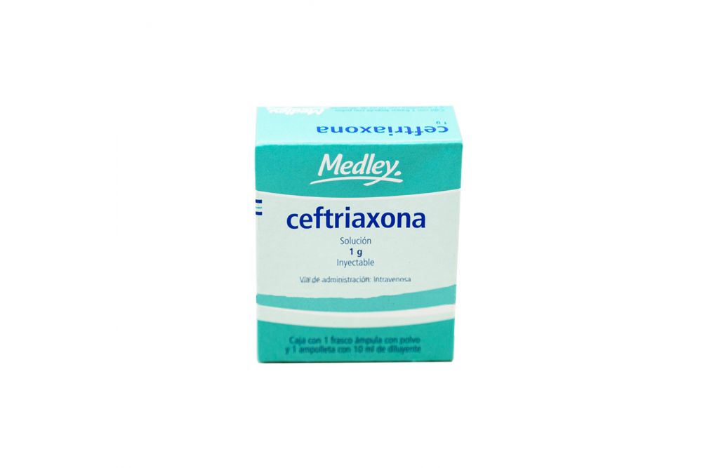Ceftriaxona 1 g Caja Con Frasco Ampula y 1 Ampolleta Con 10 mL -  RX2