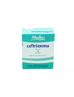 Ceftriaxona 1 g Caja Con Frasco Ampula y 1 Ampolleta Con 10 mL -  RX2