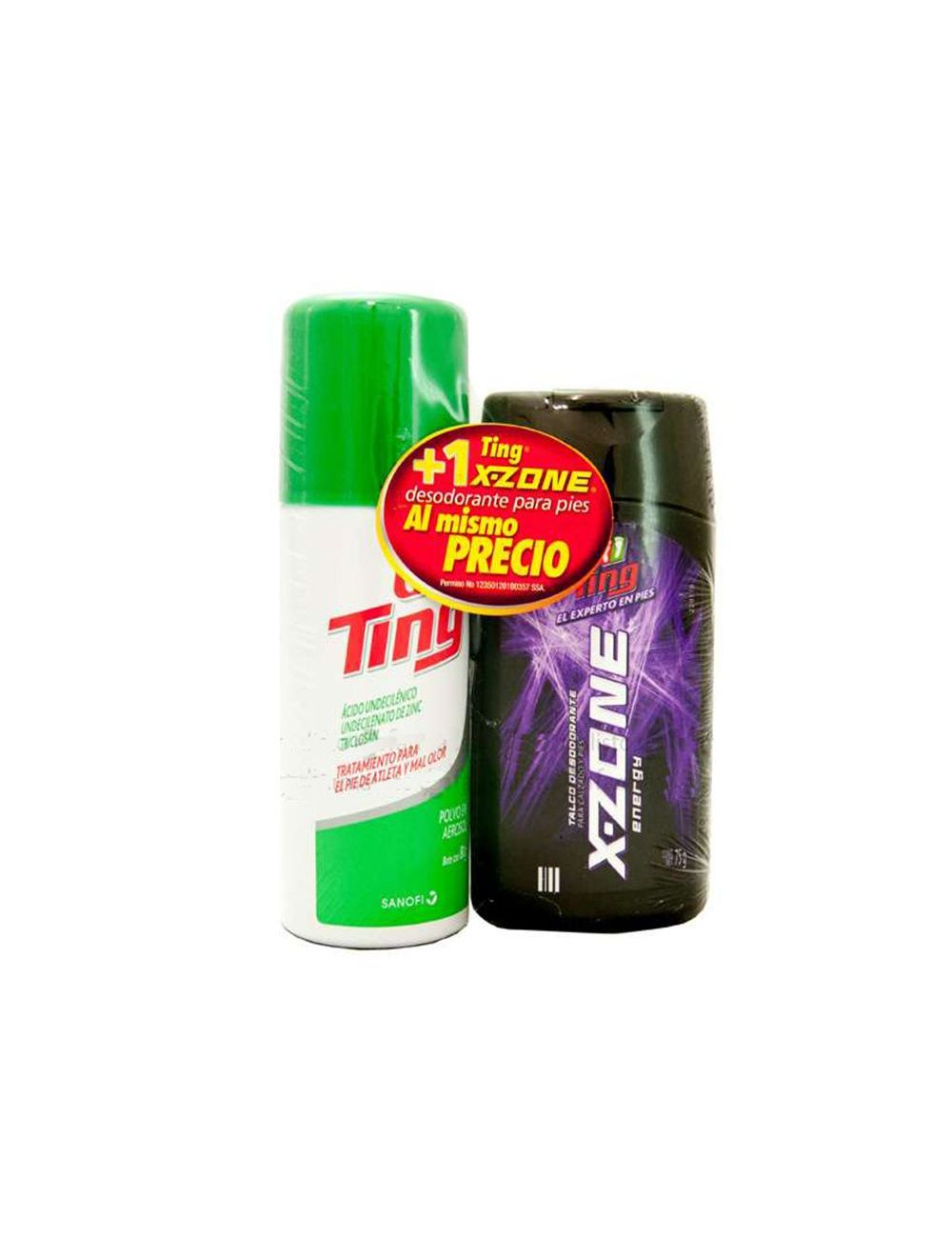 Ting Polvo Aerosol /Zone Talco Empaque Con Frasco Aspersor 80 g y Frasco Con 75 g