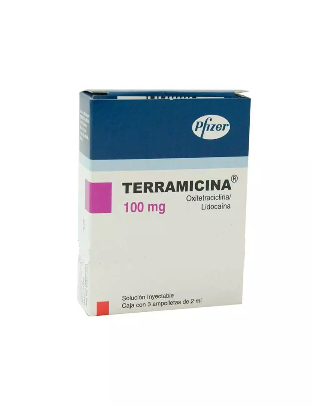 Terramicina 100 mg Caja Con 3 Ampolletas Con 2 mL -RX2