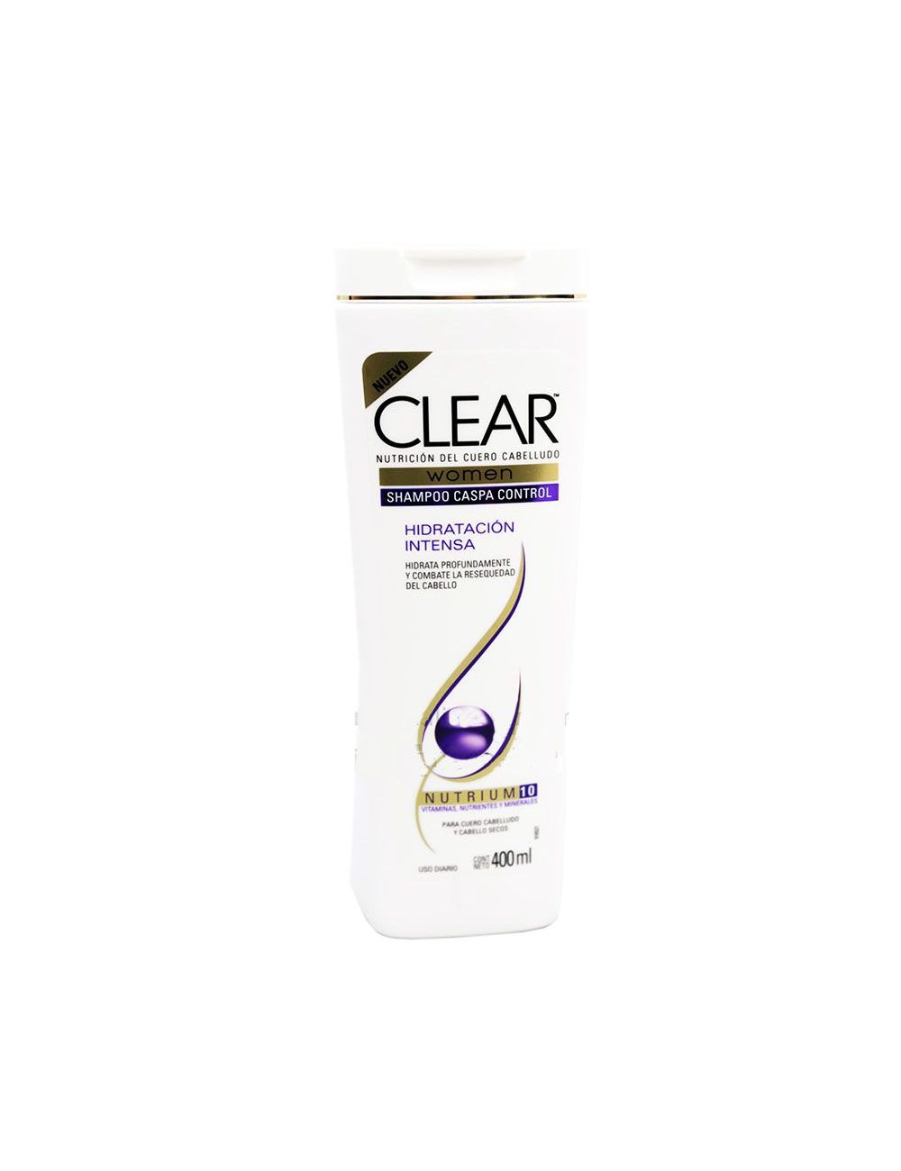 Shampoo Clear Mujer 2 En 1 Hidratación Intensa Botella 400 mL