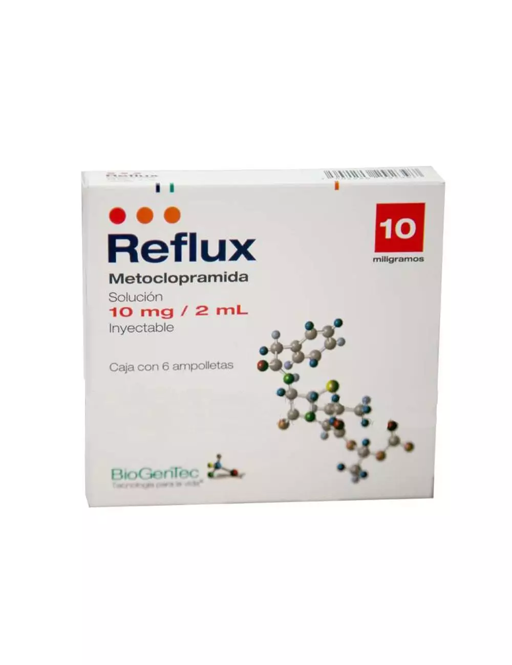 REFLUX 10 MG SOLUCIÓN INYECTABLE CAJA CON 6 AMPOLLETAS