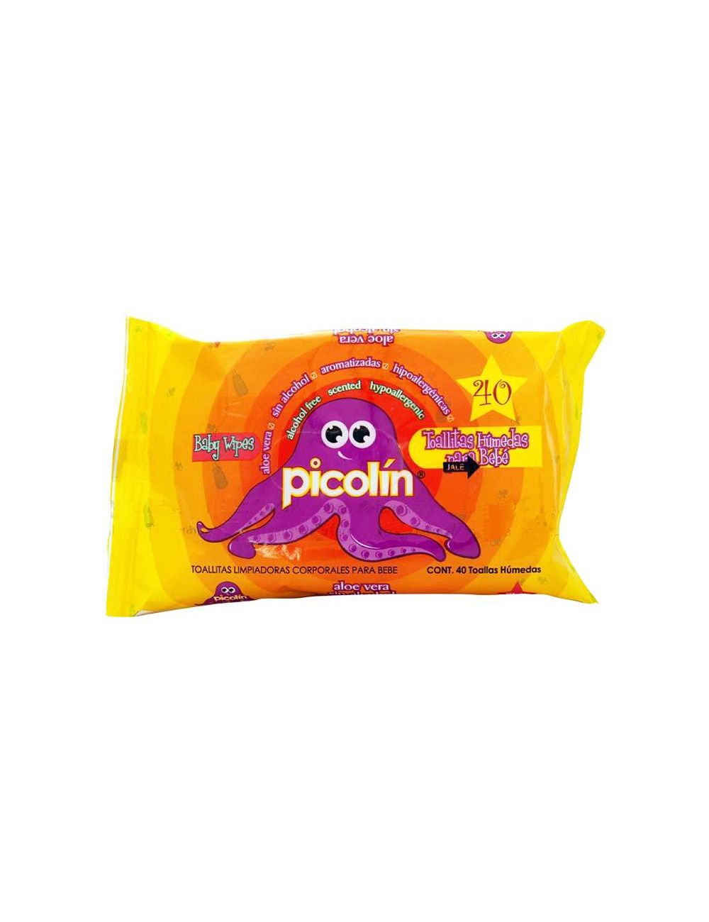 PICOLIN PAQUETE CON 40 TOALLITAS LIMPIADORAS CORPORALES PARA BEBÉ