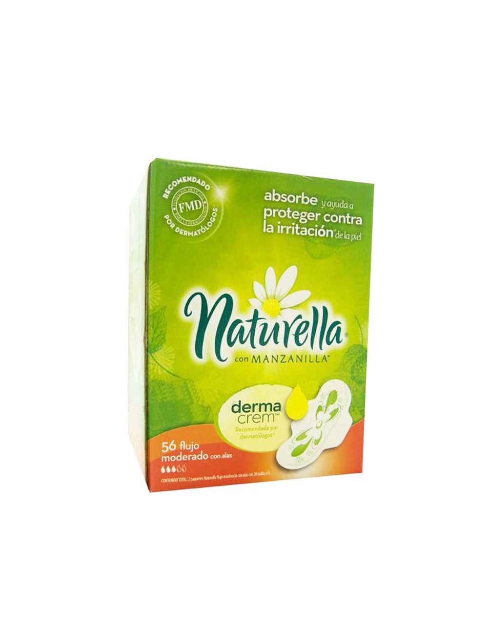 NATURELLA TOALLAS FLUJO MODERADO CON ALAS CAJA CON 56 UNIDADES