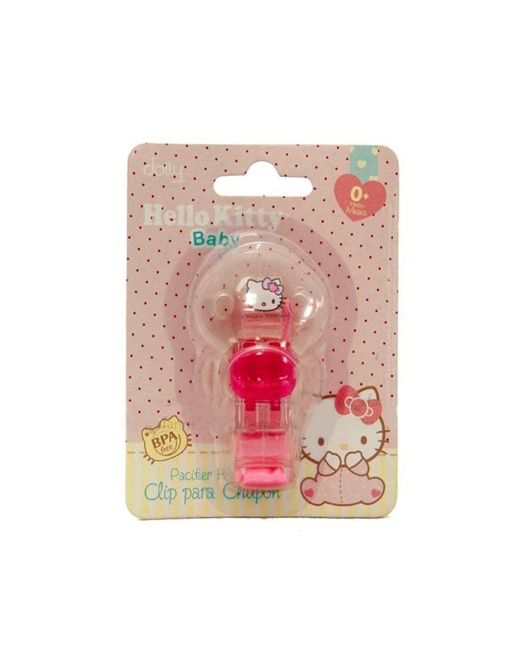 CLIP PARA CHUPÓN HELLO KITTY EMPAQUE CON 1 PIEZA