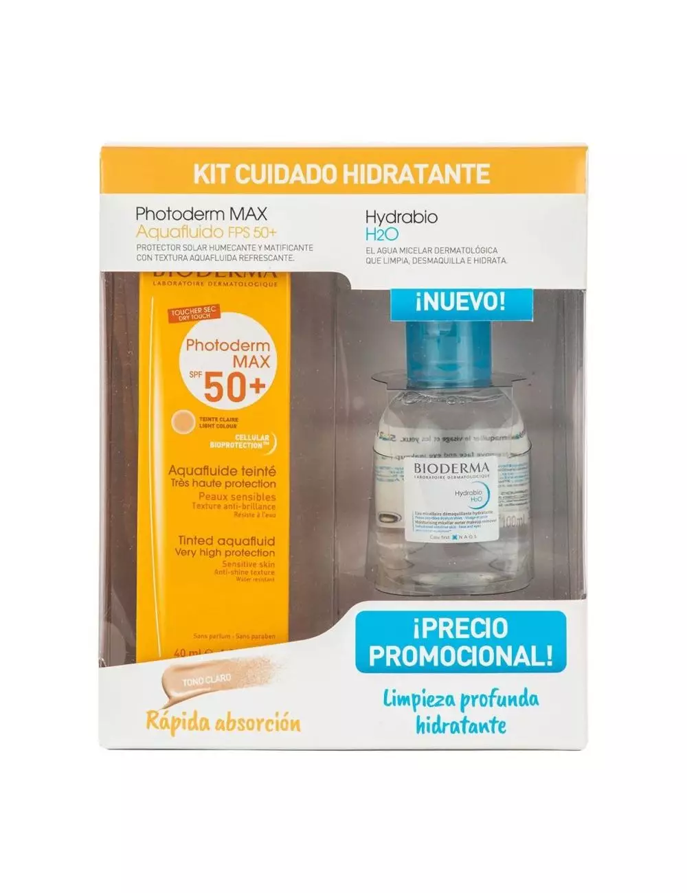 Kit Photoderm MAX Tono Claro 40 mL + Hydrabio H2O 100 ml