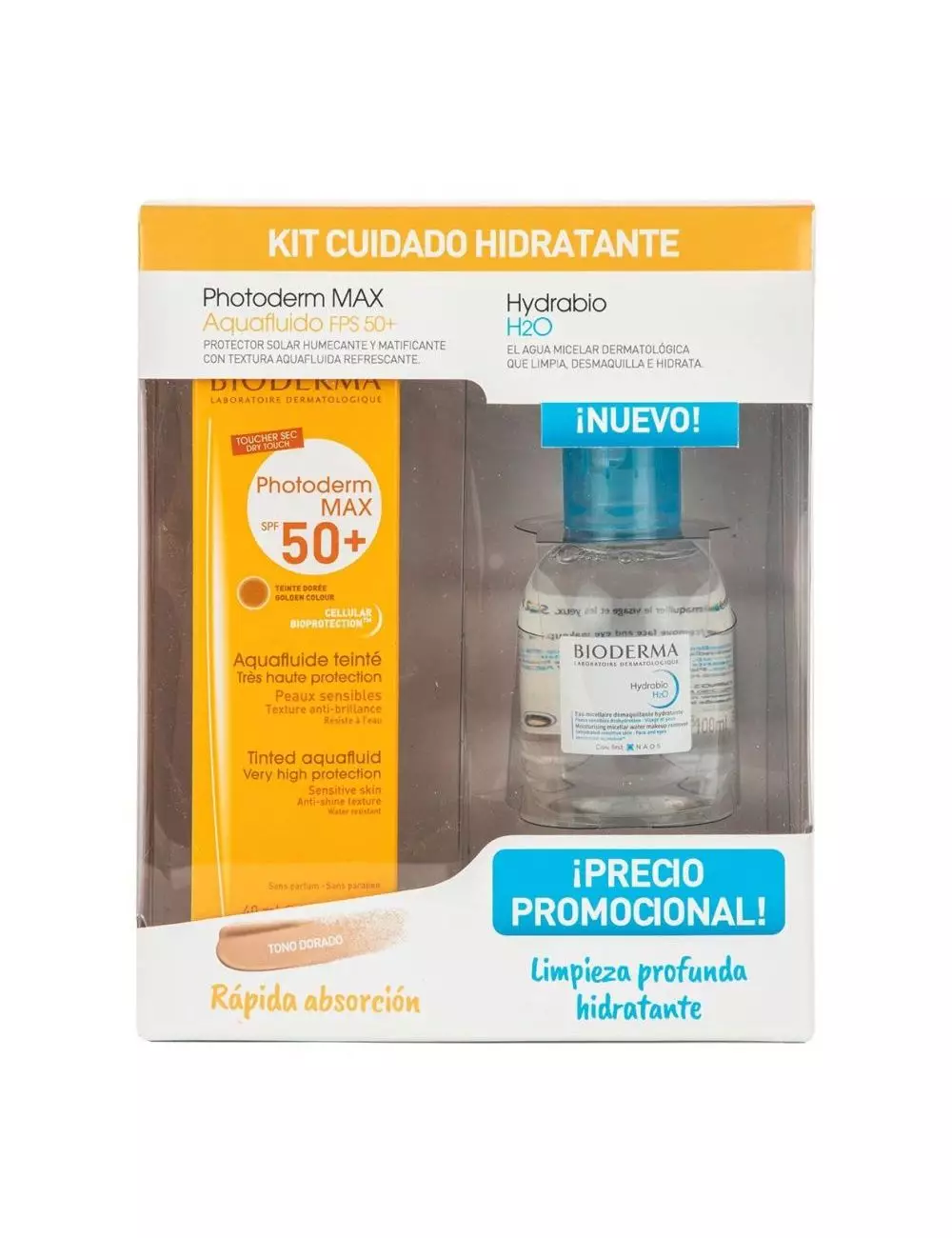 Kit Photoderm MAX Tono Dorado 40 mL + Hydrabio H2O 100 ml