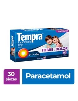 Tempra Infantil 160 mg 30 Tabletas Sabor Uva
