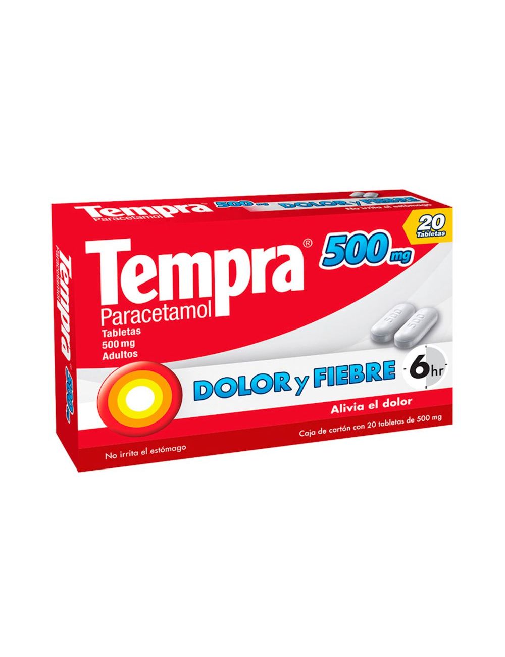 Tempra 500 mg con 20 tabletas