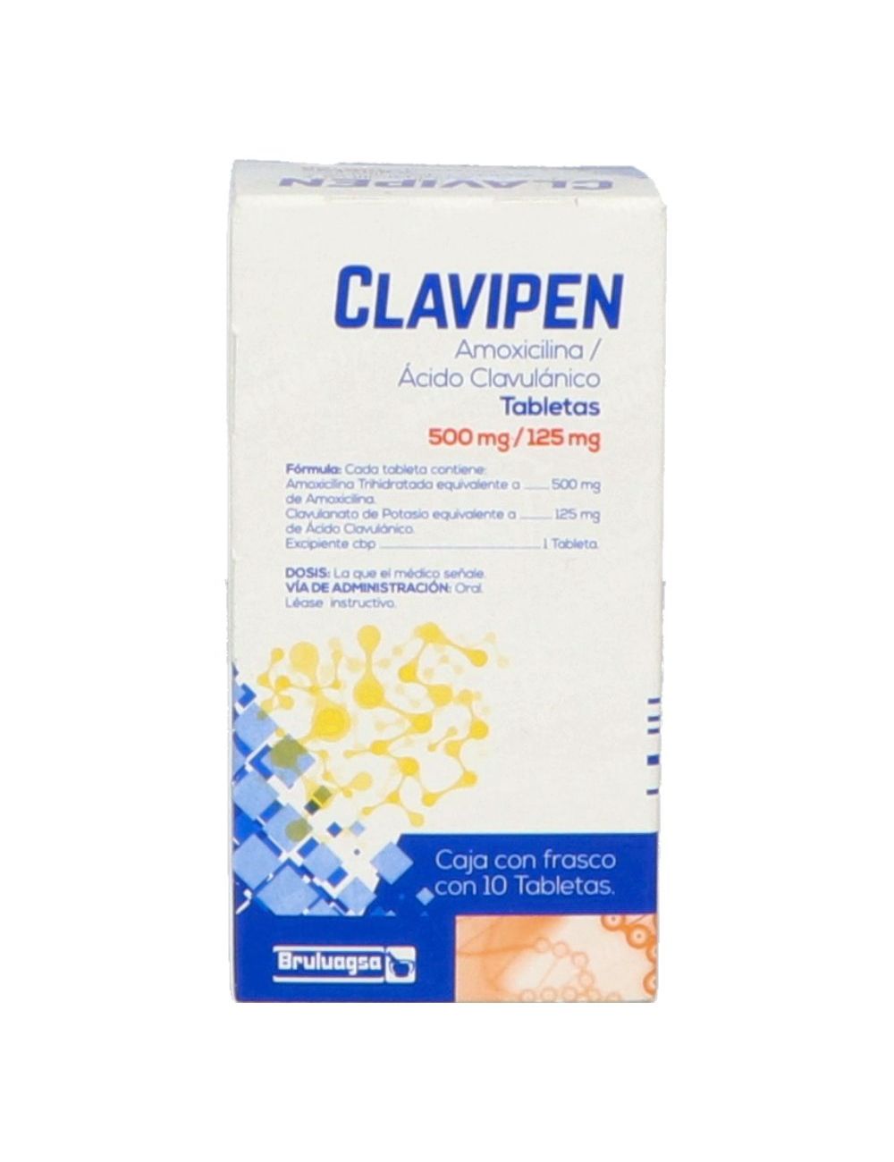 Clavipen 500 mg/125 mg Caja Con Frasco Con 10 Tabletas-RX2