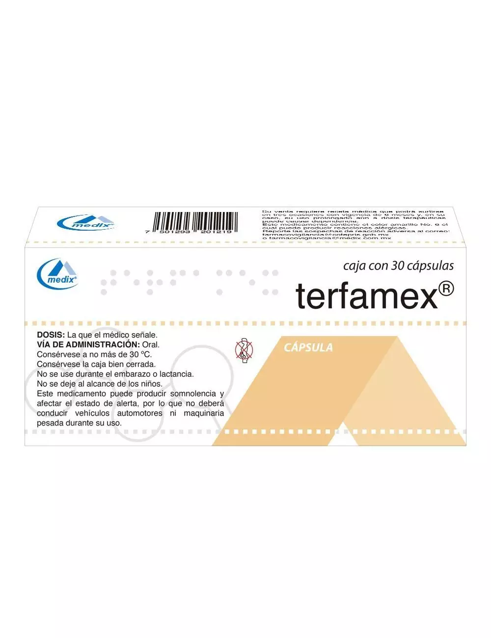 Terfamex 15 mg Caja Con 30 Cápsulas - RX1