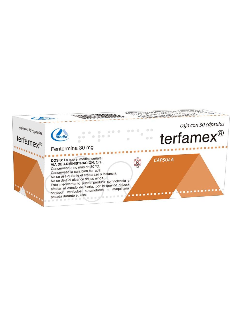 Precio Terfamex 30 mg con 30 cápsulas | Farmalisto MX