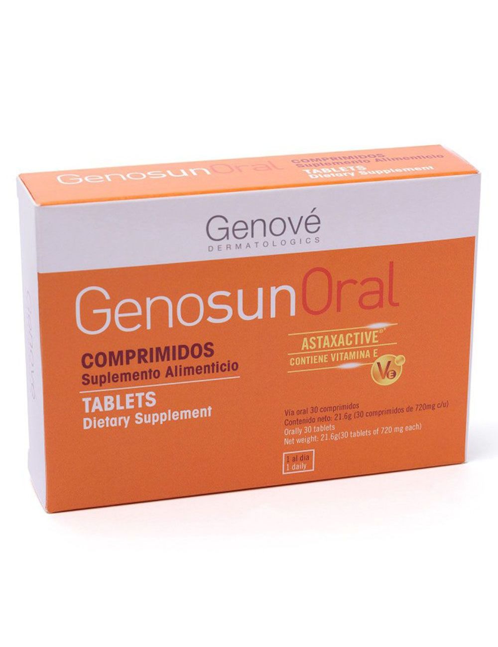Genosun Oral - Vitamina E 720 mg | Caja con 30 Comprimidos | Genové