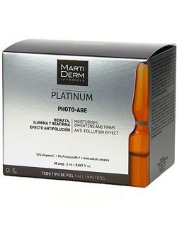 MARTI DERM PLATINUM PHOTO-AGE 2 mL - 30 Ampollas | Vitamina C, Proteum 89+ | Martiderm