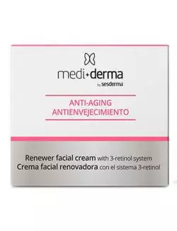 Medi+derma Crema Facial Renovadora Antienvejecimiento - Tarro 50 mL | Sistema 3-Retinol | Sesderma