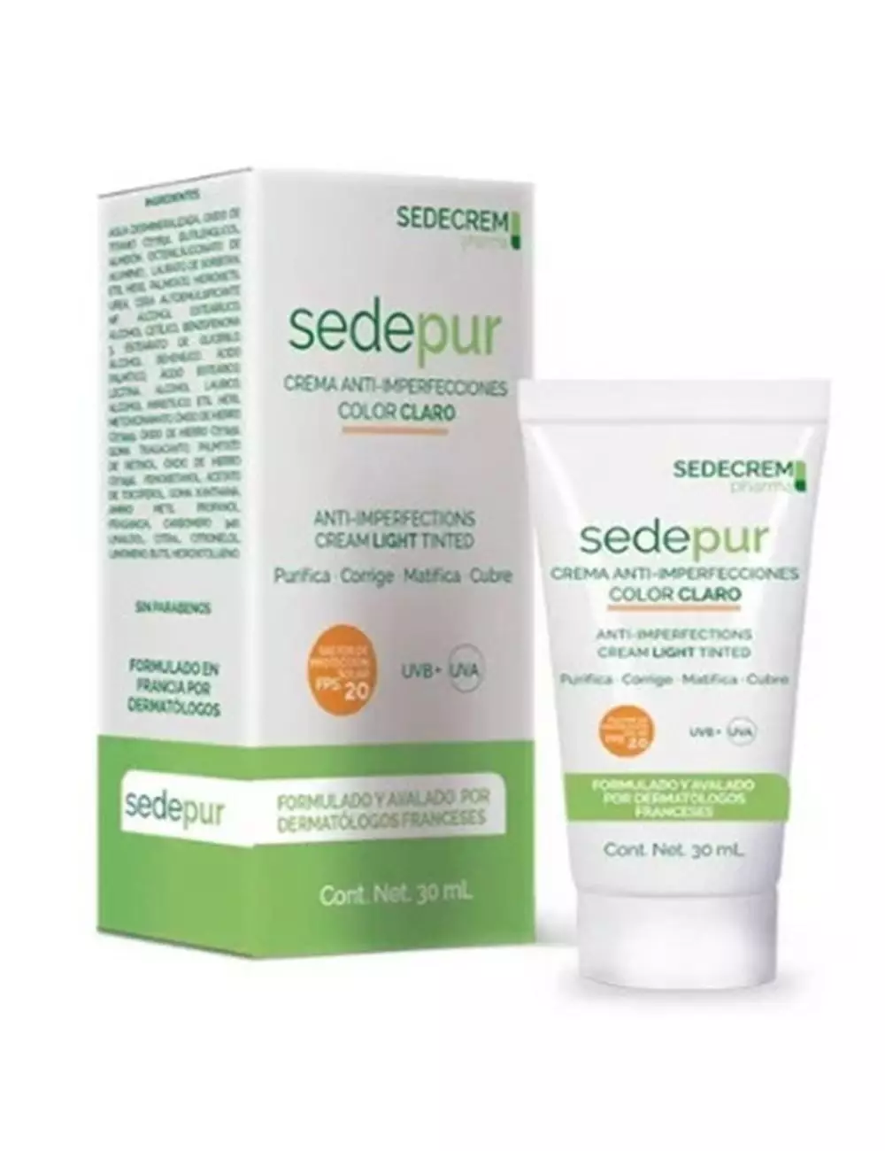 Sedepur Crema Matificante Color Claro FPS20 30 mL