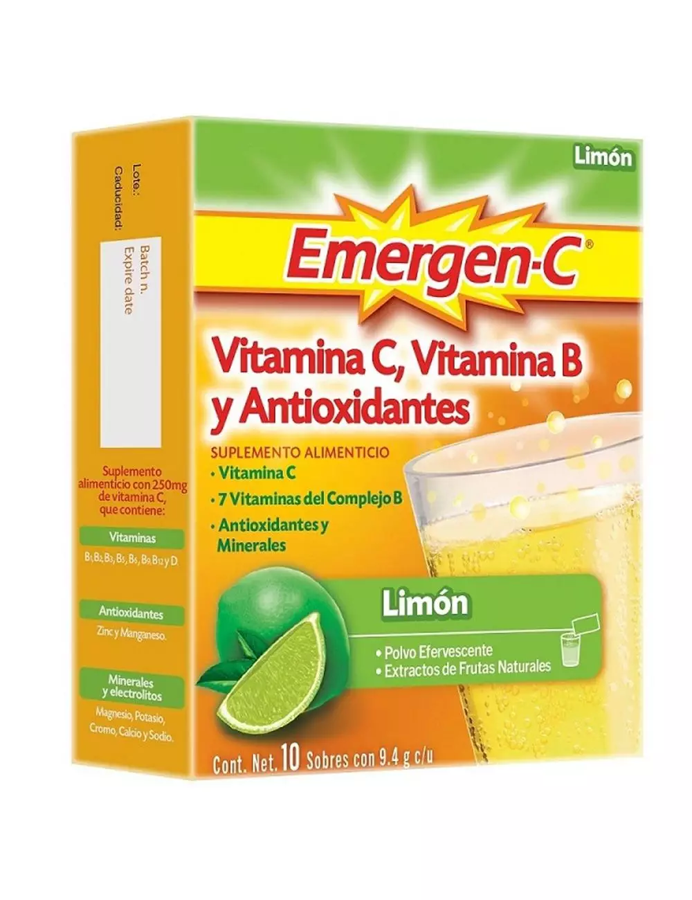 Emergen-C Suplemento Alimenticio Sabor Limón Con 10 Sobres