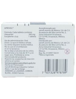 Aprovel 300 mg Caja Con 14 Tabletas