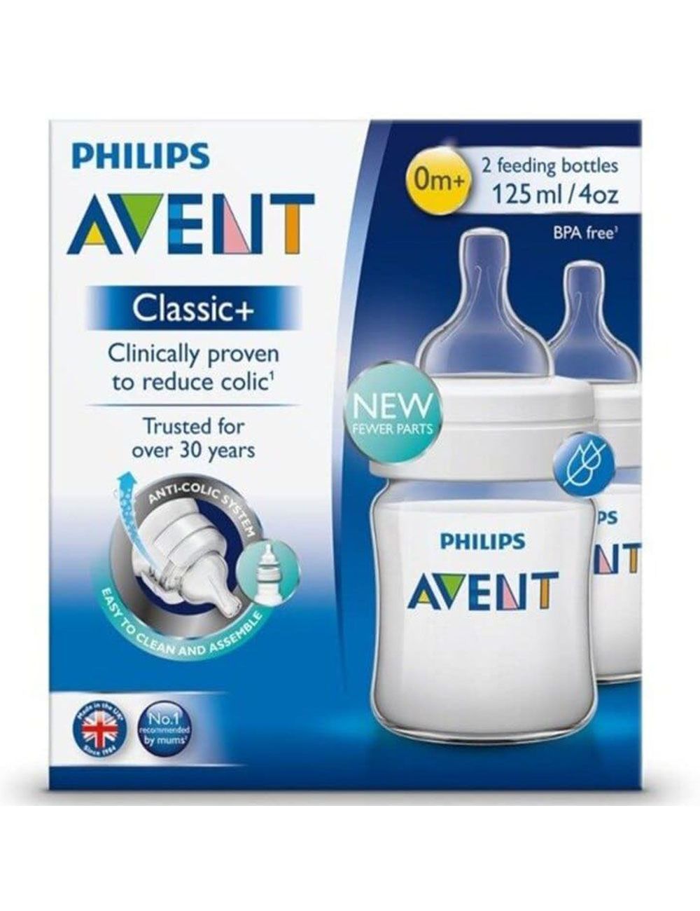 Biberon Avent Classic+ 4 oz / 125 mL Caja Con 2 Piezas