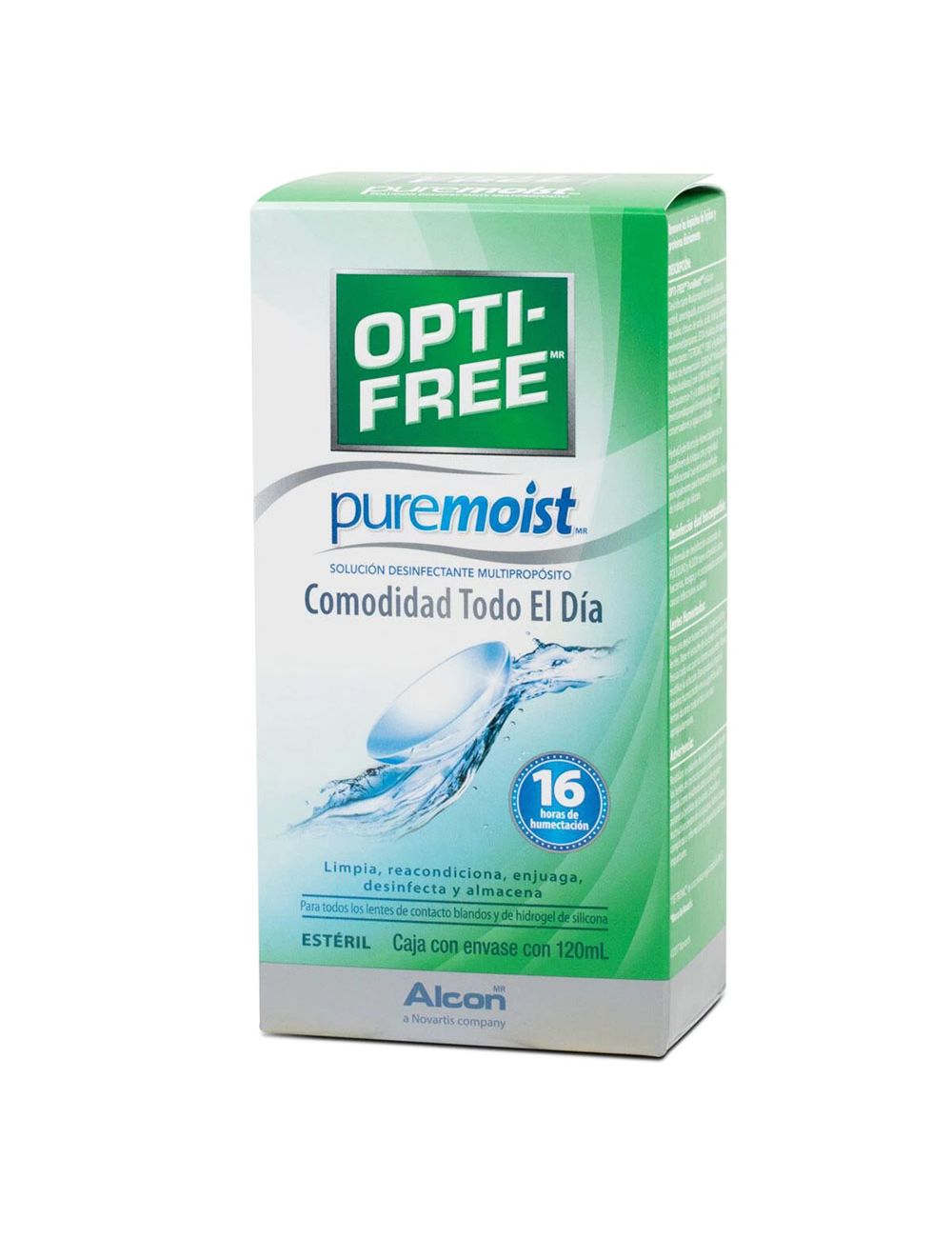 Opti-Free Pure Moist Solución Desinfectante Multipropósito Con 120 mL