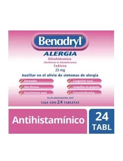 Benadryl 25 mg Caja Con 24 Tabletas